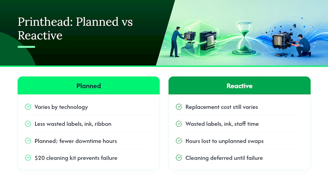 What replacing a printhead actually costs you — overview diagram
