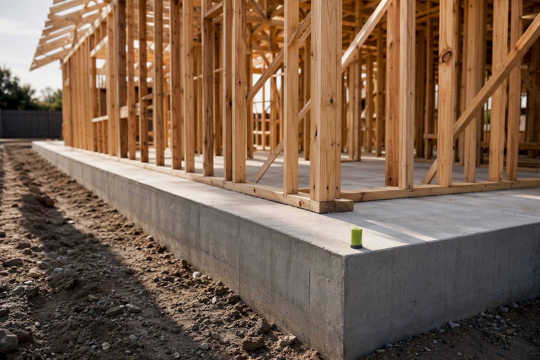 Partial new home structural shell under construction