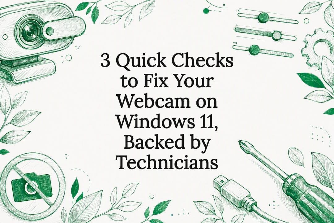 Decorative webcam troubleshooting title card
