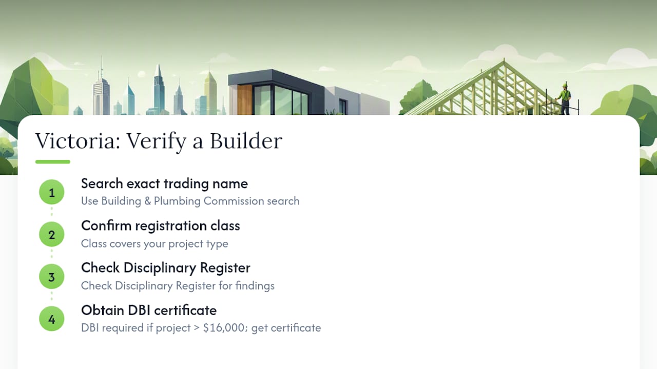 Four steps to verify a Victorian builder