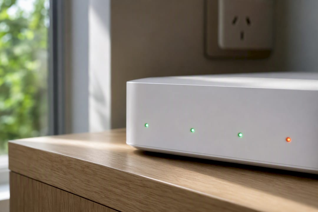 Generic modem showing internet status lights