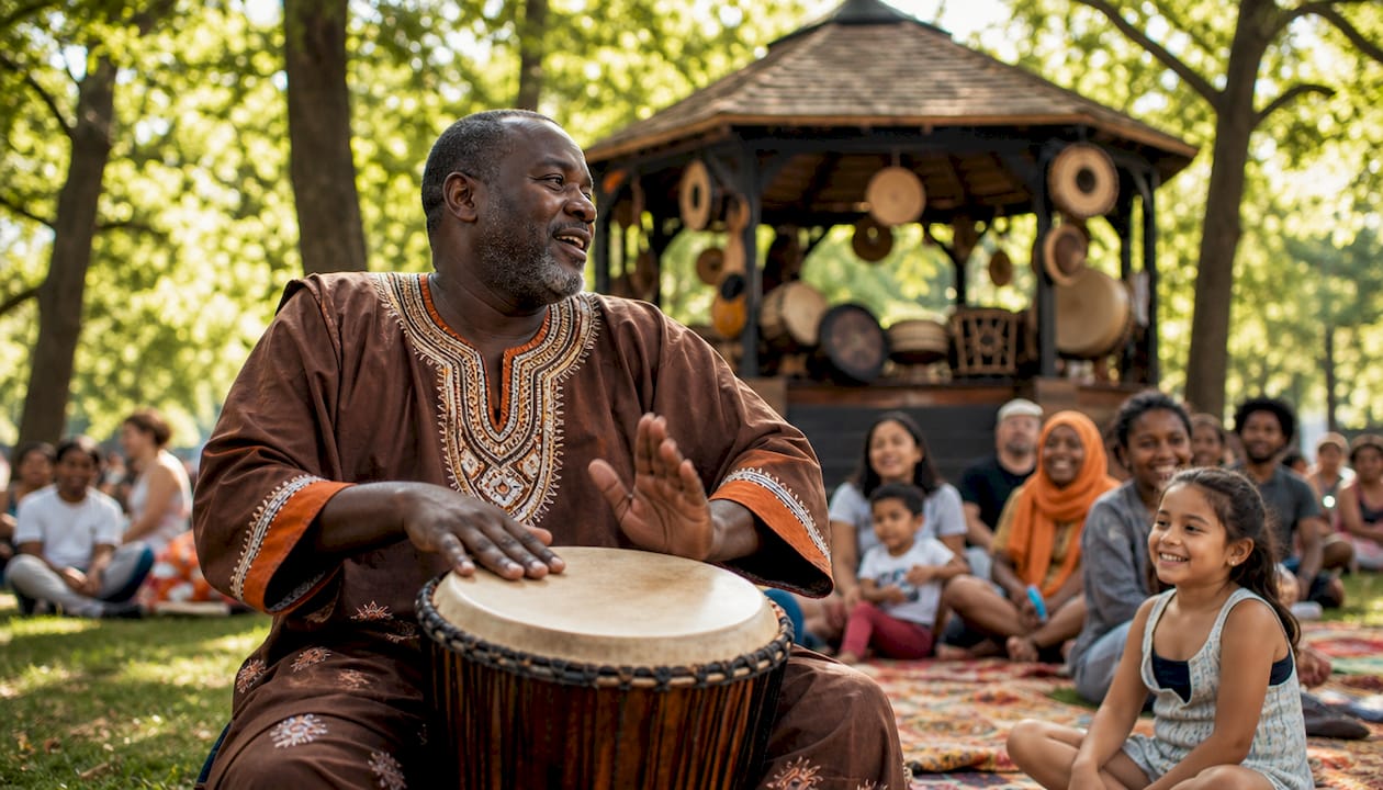 Traditional musician performing at community festival