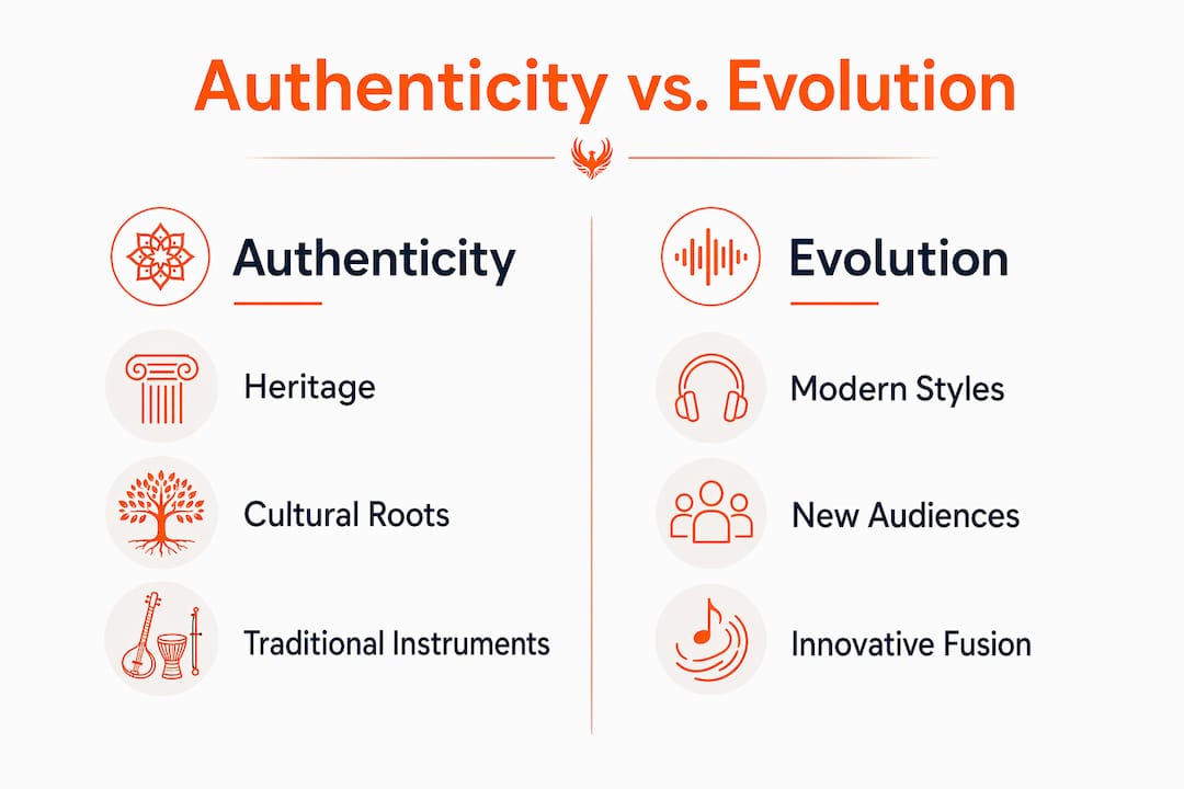 Infographic comparing authenticity and evolution in music