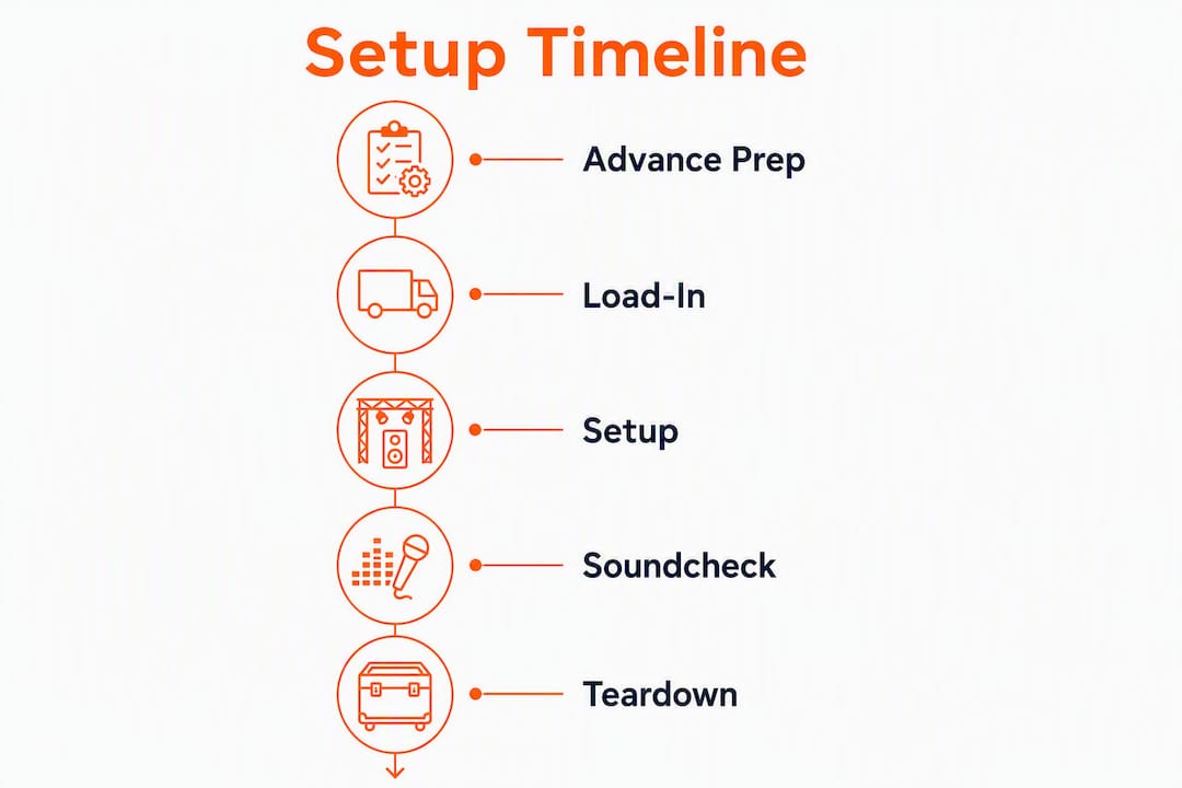 Infographic showing DJ event setup timeline