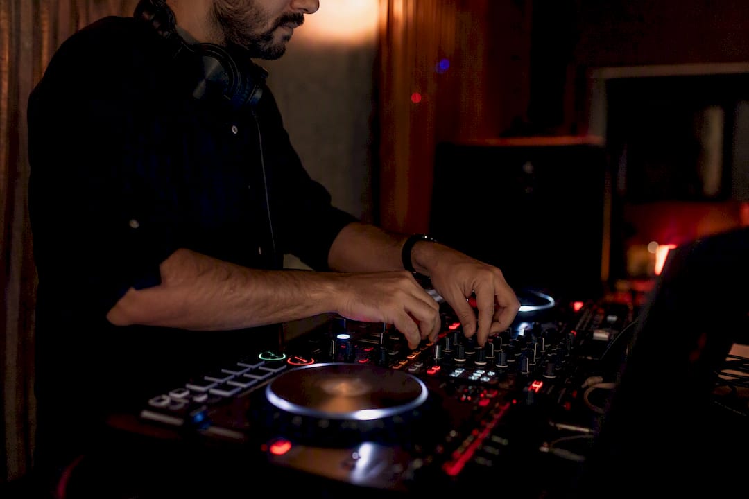 DJ hands testing remix live
