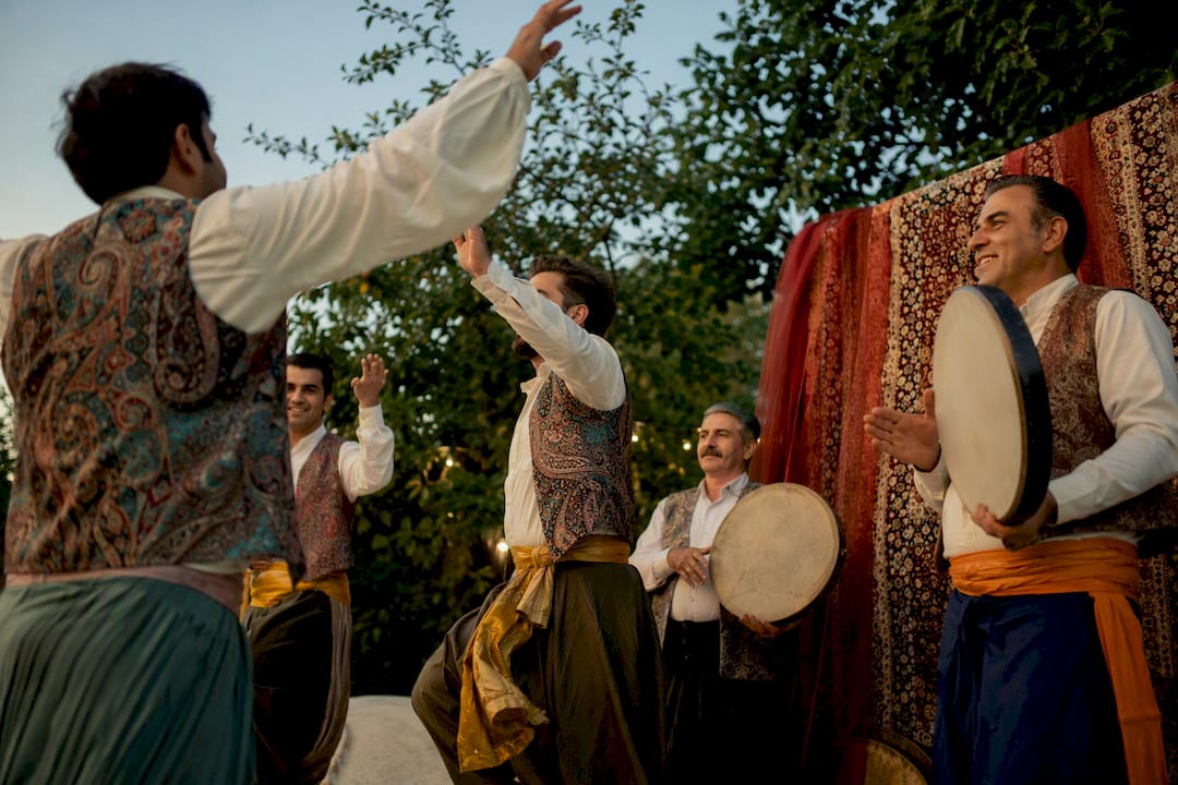 Traditional Persian folk dance with daf drums
