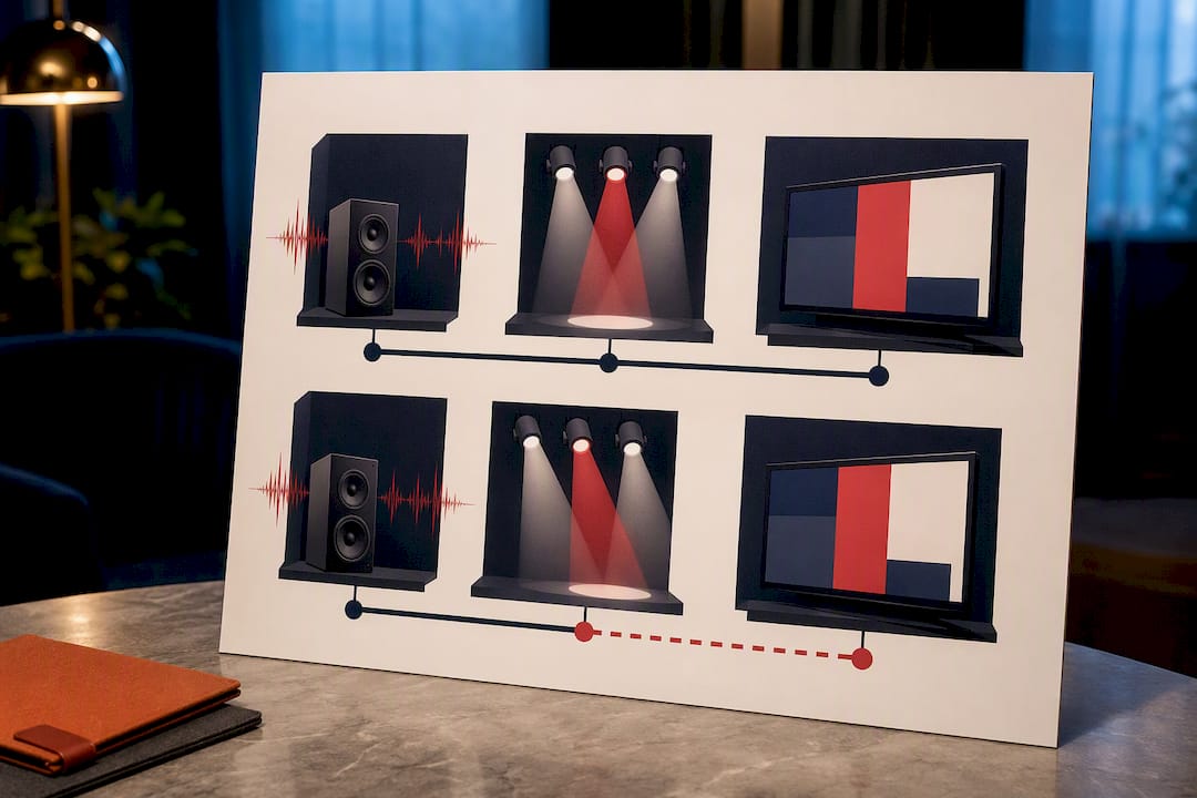 Sound lighting and screen synchronization diagram