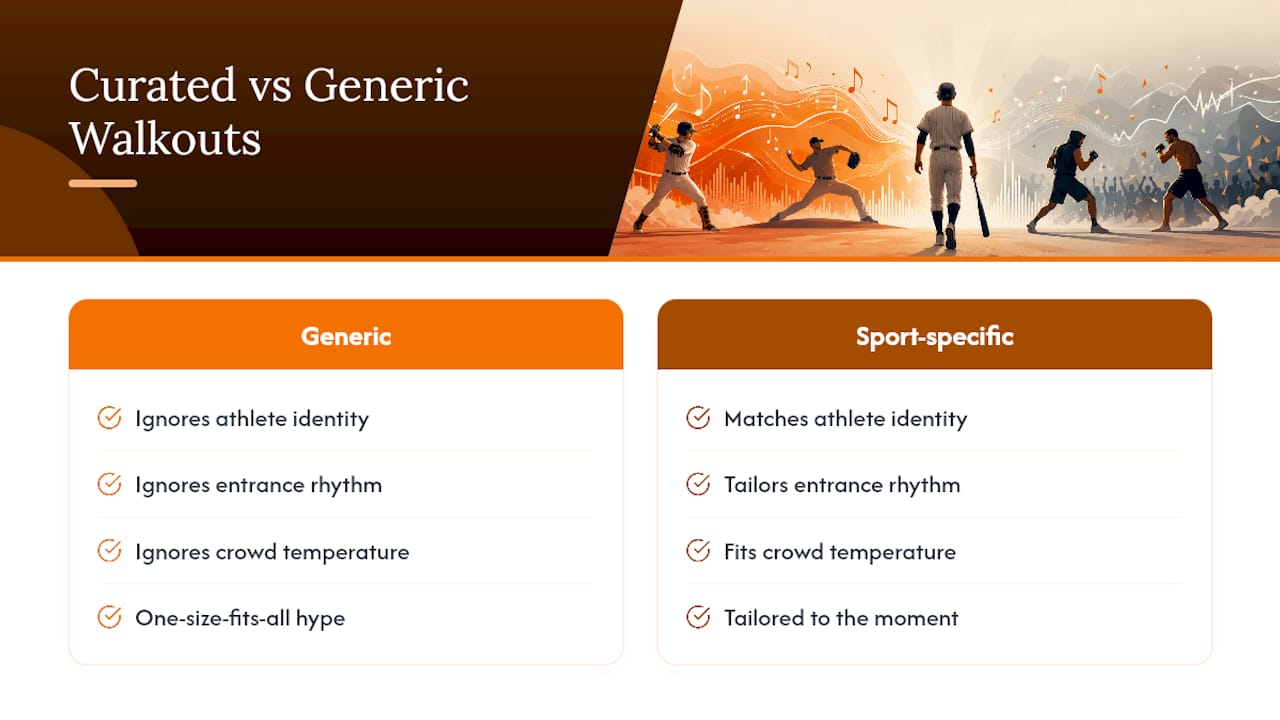 Why sport-specific curation beats a generic hype playlist — overview diagram