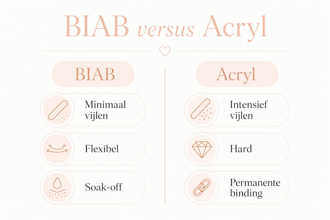 Overzicht: BIAB versus acryl nagels – wat zijn de verschillen?