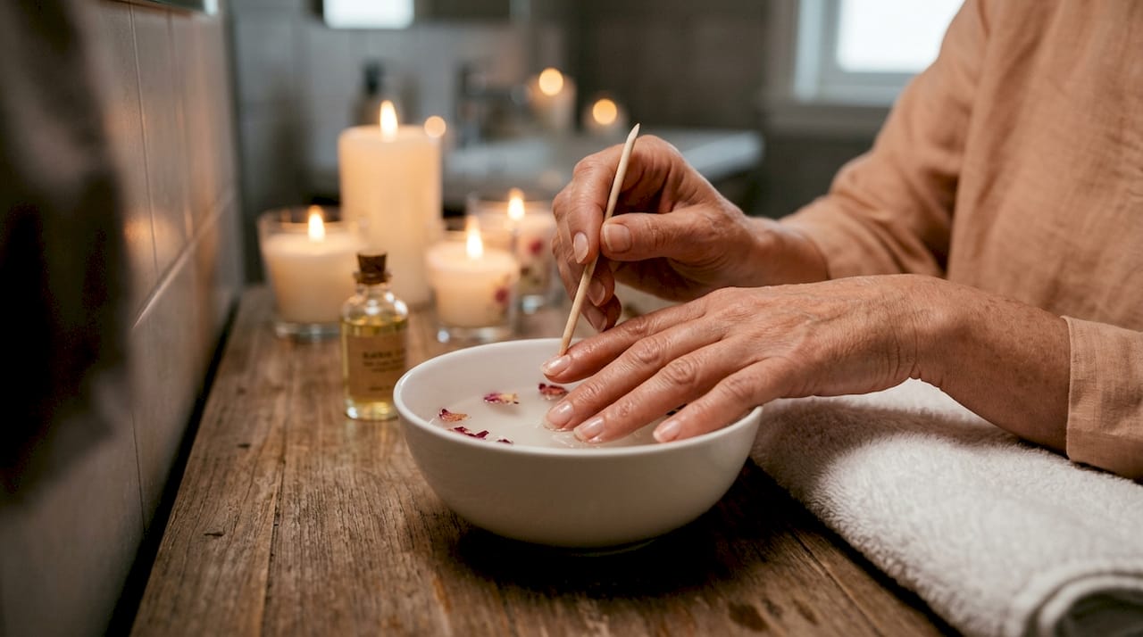 Tijdens een manicure kun je voorzichtig je nagelriemen terugduwen voor een verzorgde uitstraling.