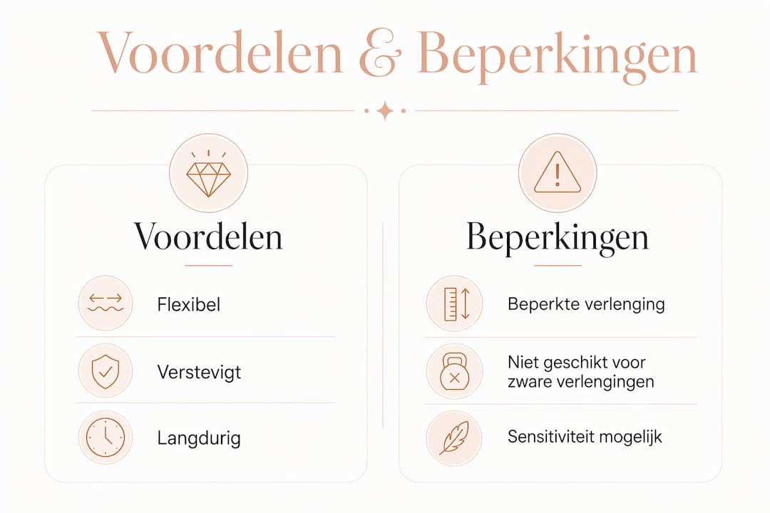 Infographic: de plus- en minpunten van rubber base gel op een rij
