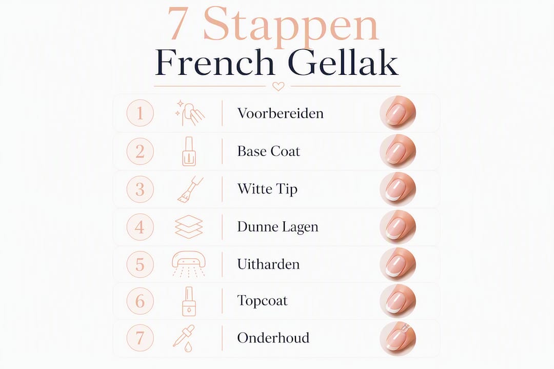 Infographic: In 7 stappen de perfecte French gellak aanbrengen