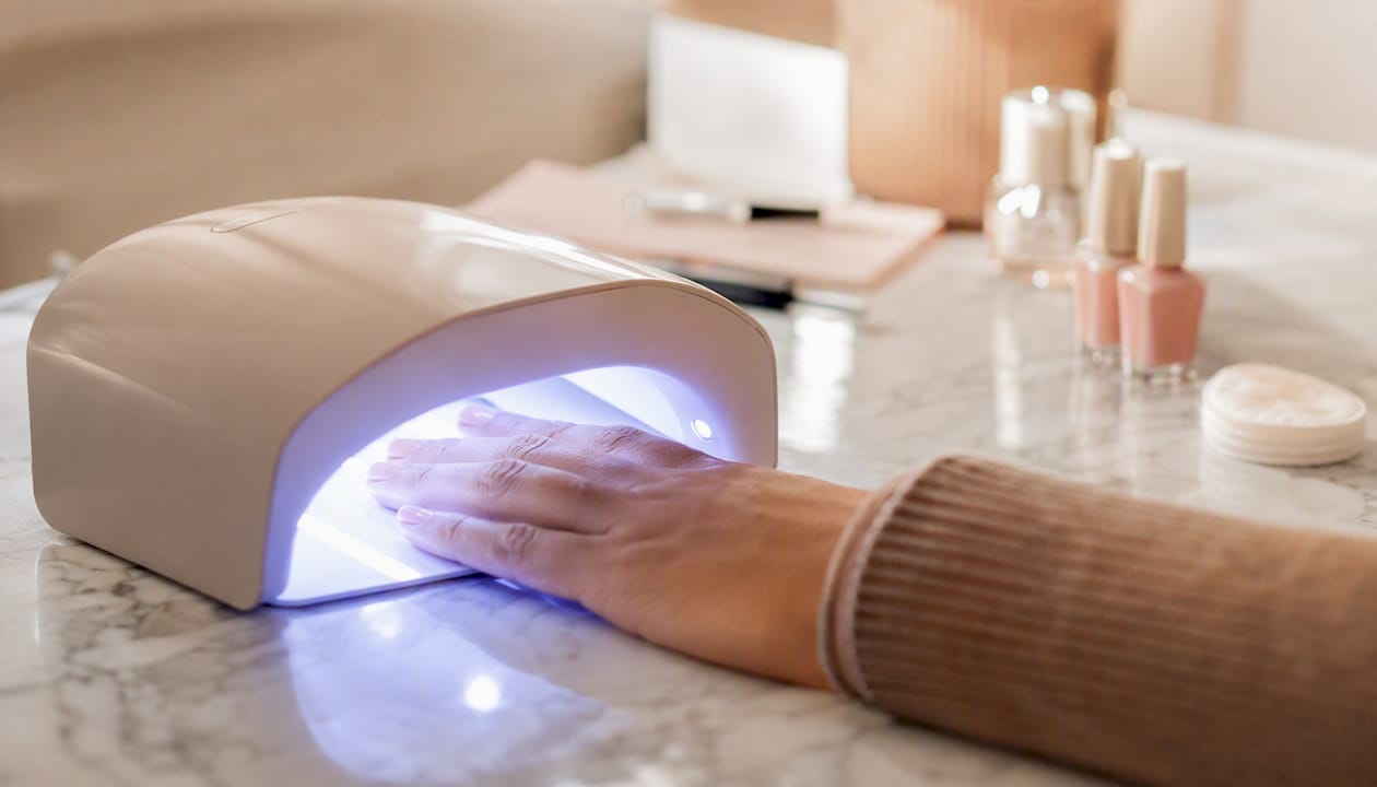 Plaats je vingers in de compacte LED UV nagellamp.