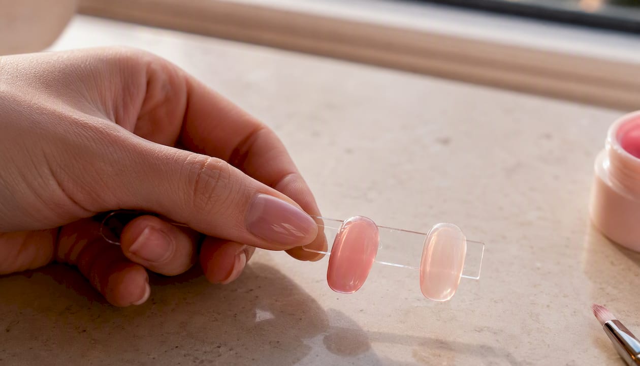 Test met jelly-kleurmix op een losse nageltip