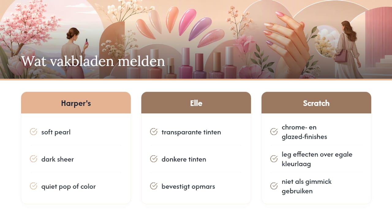 Wat vakbladen zeggen over de nagelkleuren van dit seizoen — overview diagram