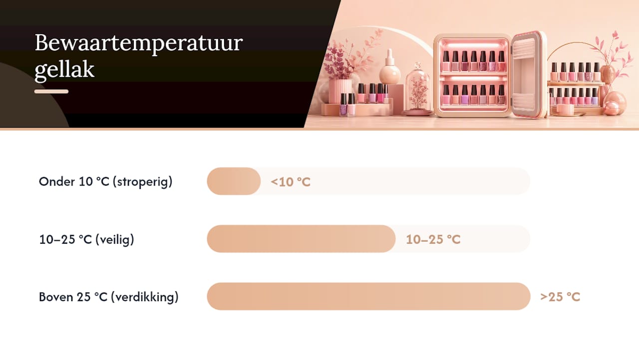 Temperatuurbereik voor het veilig bewaren van gellak