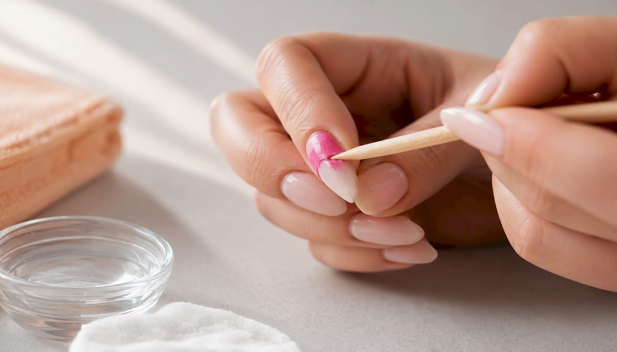 Gellak voorzichtig van acryl verwijderen