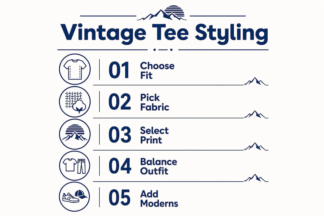 Infographic outlining vintage tee styling steps