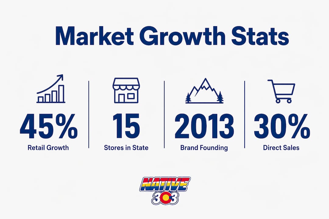 Infographic showing market growth statistics for Colorado apparel
