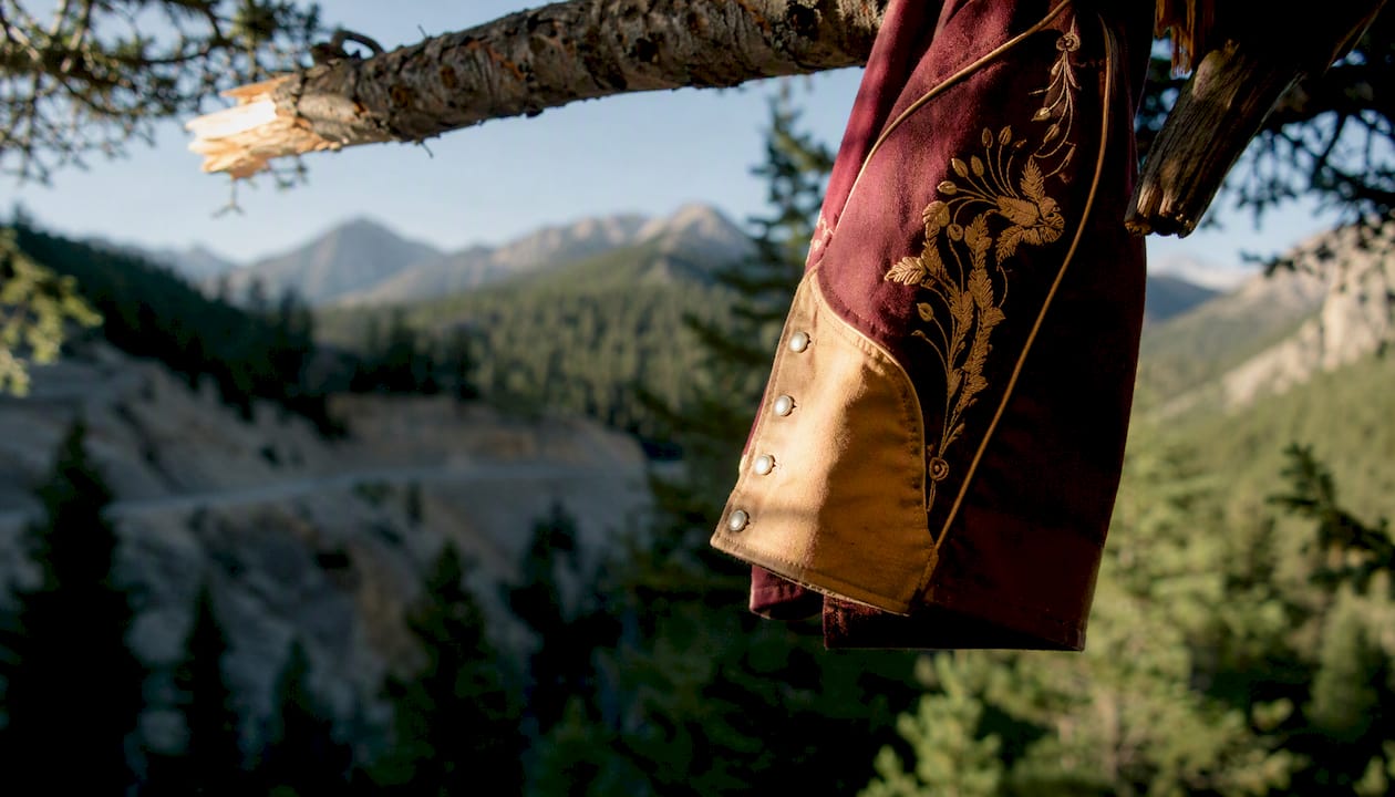 Western vintage apparel fabric and embroidery detail