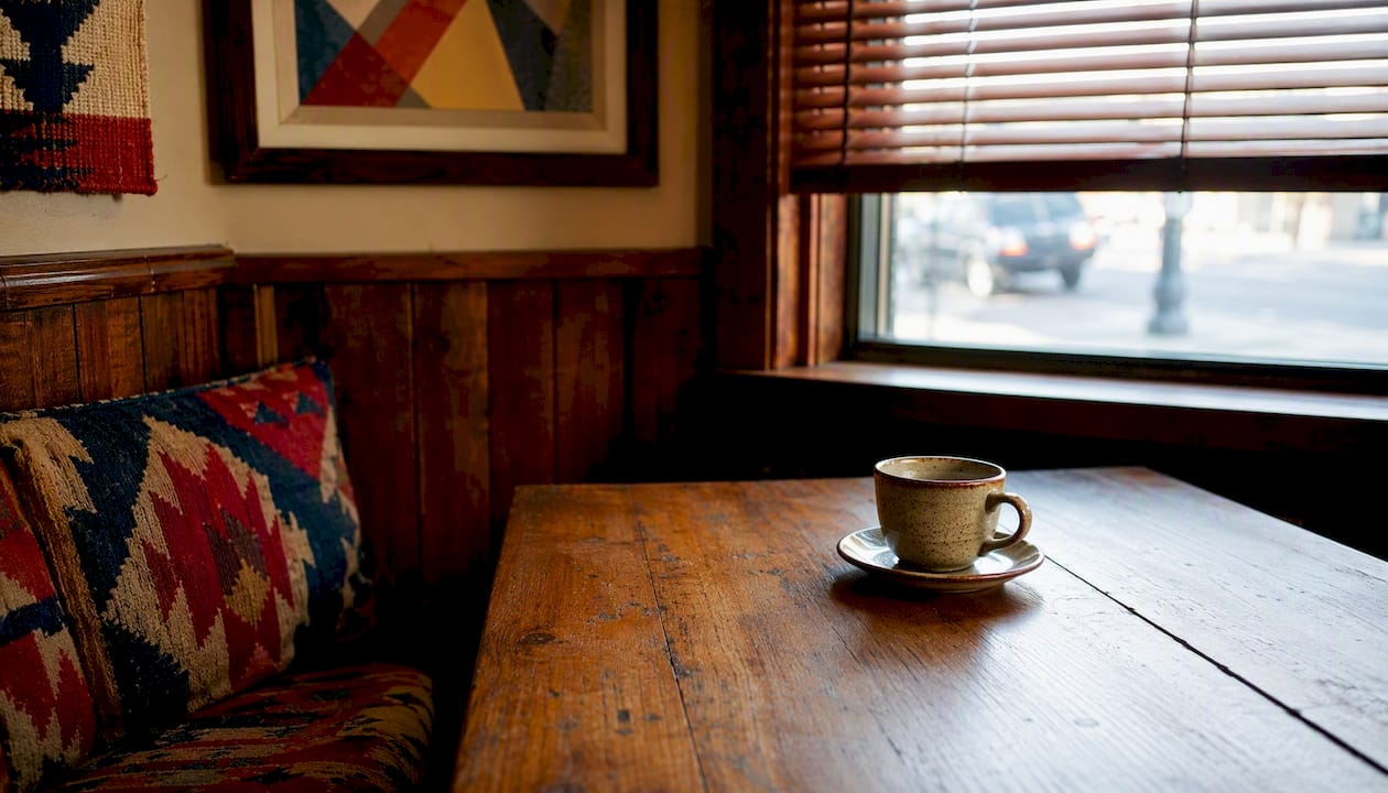 Vintage café corner with nostalgic decor
