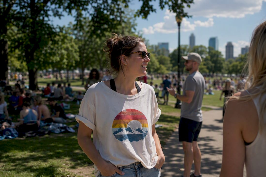 Summer vintage tee casual wear rooftop