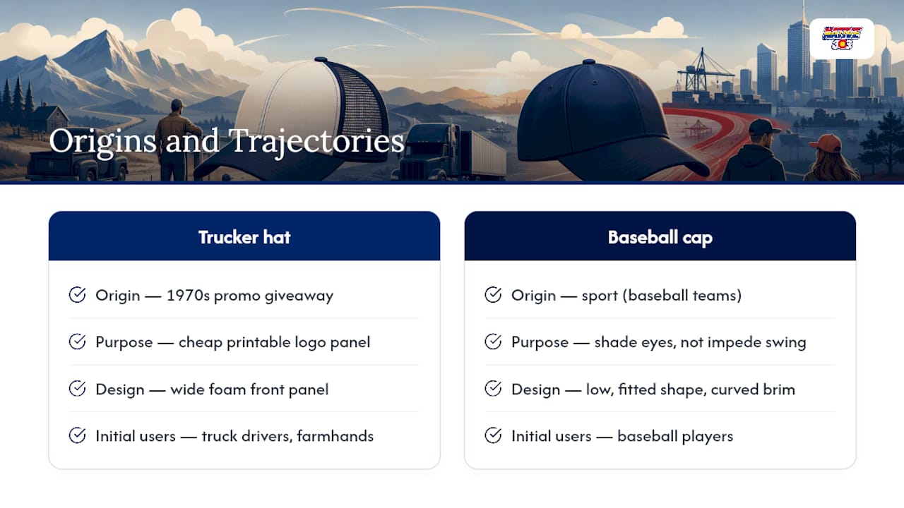 Where Did the Trucker Hat and Baseball Cap Come From? — overview diagram