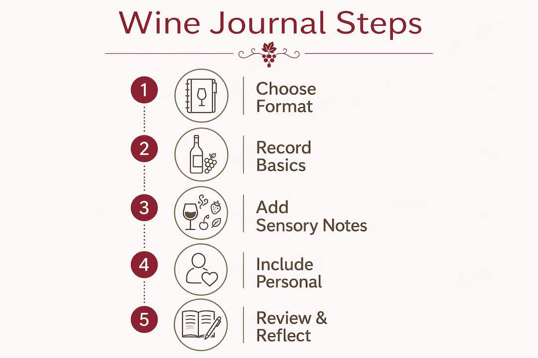 Infographic showing wine journal steps