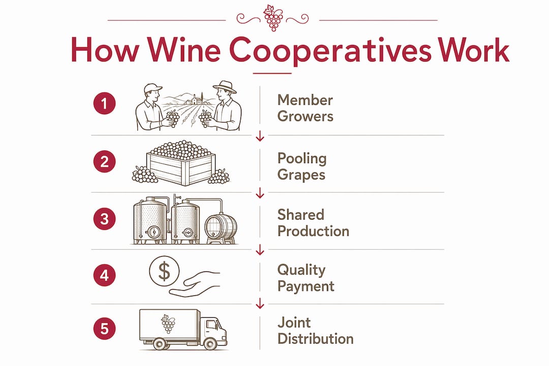 Infographic showing wine cooperative process steps
