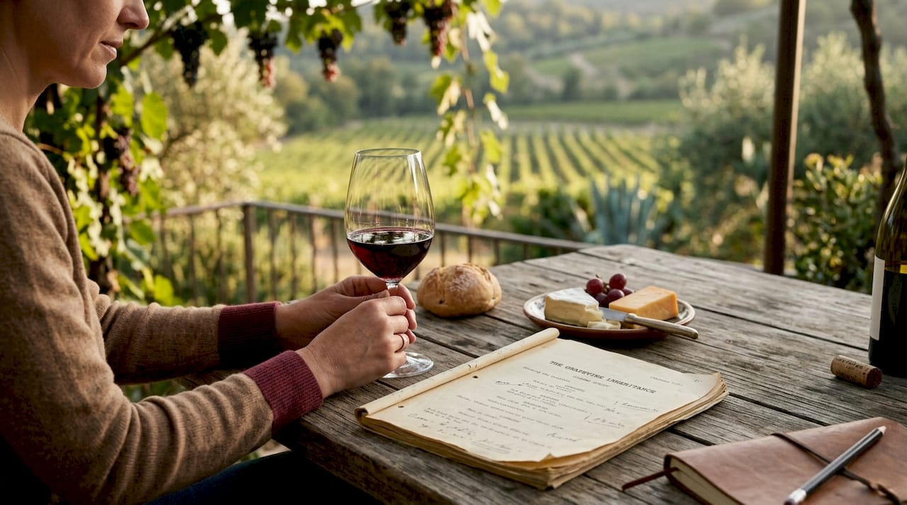 Wine Moments from Iconic Films: Scenes Worth Savoring Hands holding wine glass with script