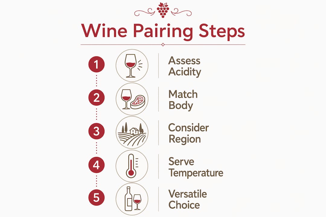 Infographic showing five wine pairing steps