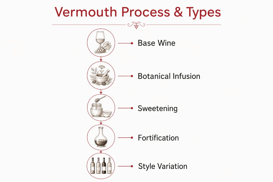 A Guide to Vermouth: What Every Wine Lover Should Know Infographic outlining vermouth production and styles