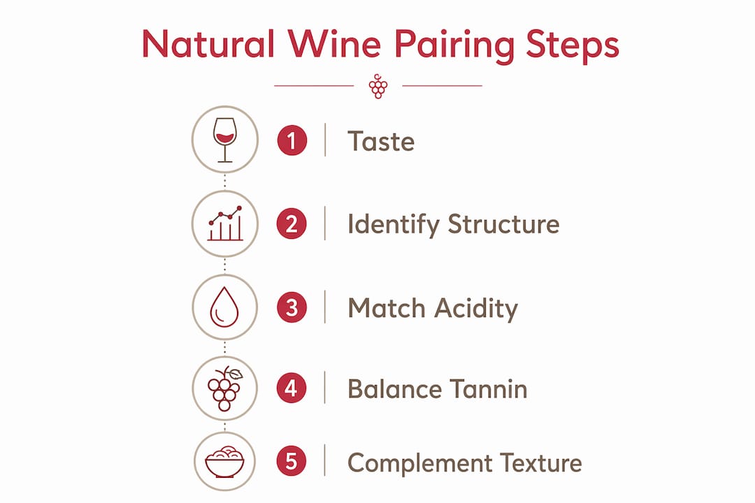 Easy Ways to Pair Natural Wines with Your Favorite Dishes Infographic illustrating natural wine pairing steps
