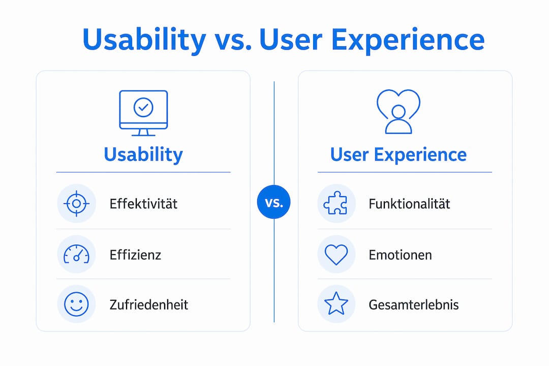 Übersicht: Unterschiede zwischen Usability und User Experience im direkten Vergleich