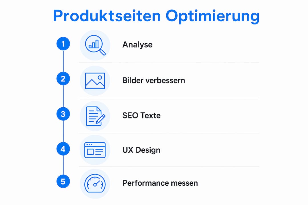 Übersichtliche Infografik: So verbessern Sie Ihre Produktseiten Schritt für Schritt