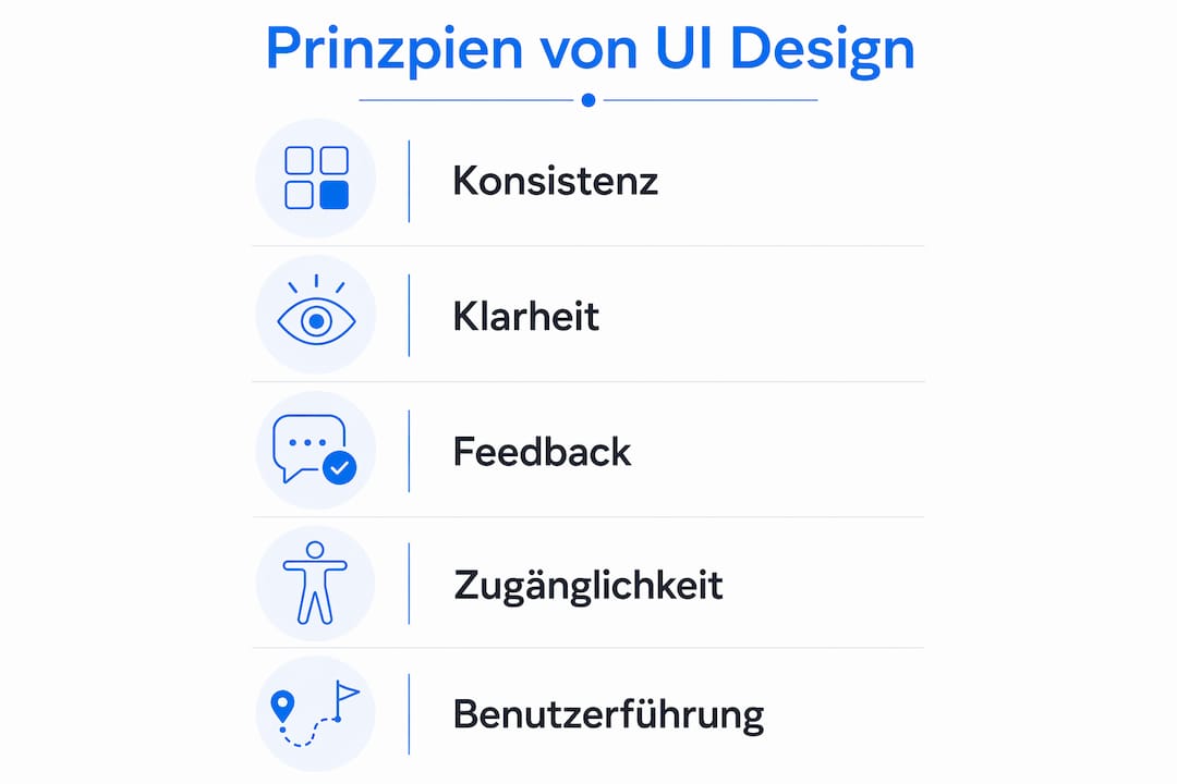 Übersicht der zentralen Grundsätze für gelungenes UI-Design