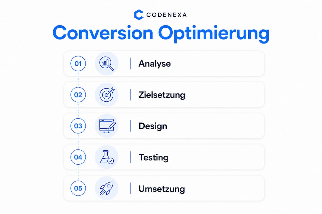 Grafik: Die fünf wichtigsten Schritte zur erfolgreichen Conversion-Optimierung