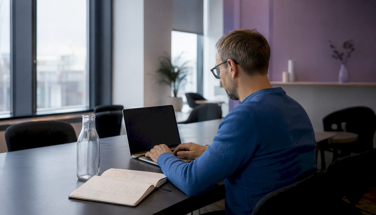 Ein Entwickler tüftelt an technischen Komponenten für modernes Webdesign.