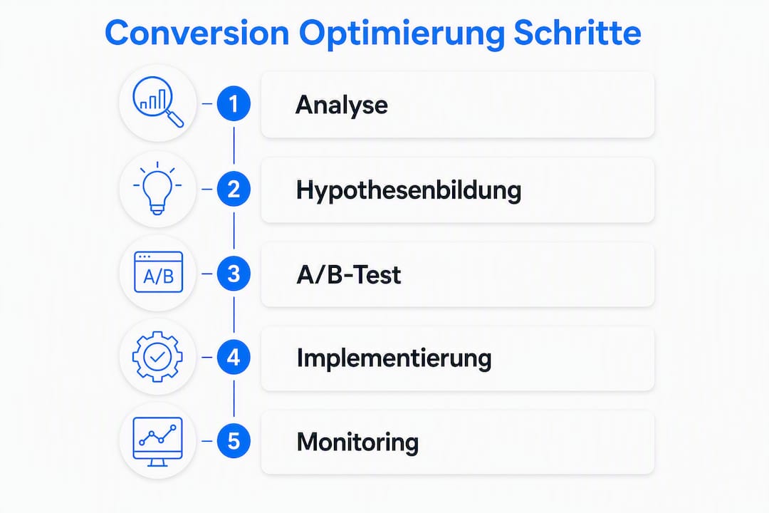 Übersichtsgrafik: Die wichtigsten Schritte zur erfolgreichen Conversion-Optimierung