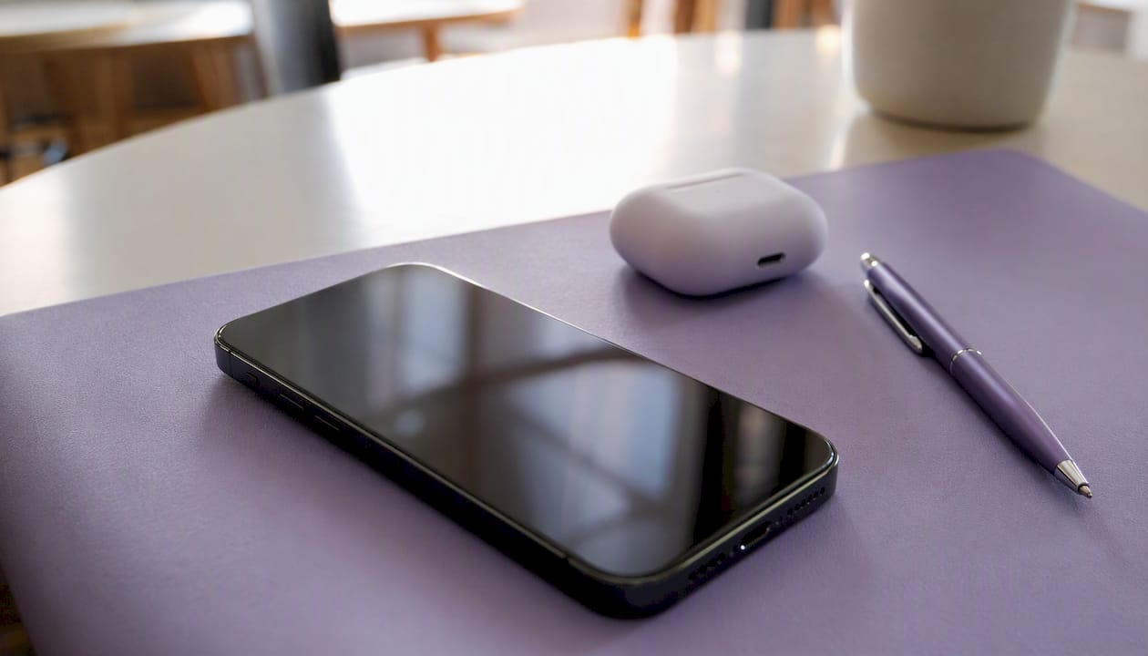 Ein Smartphone liegt auf dem Schreibtisch und steht sinnbildlich für die Nutzung mobiler Webseiten.