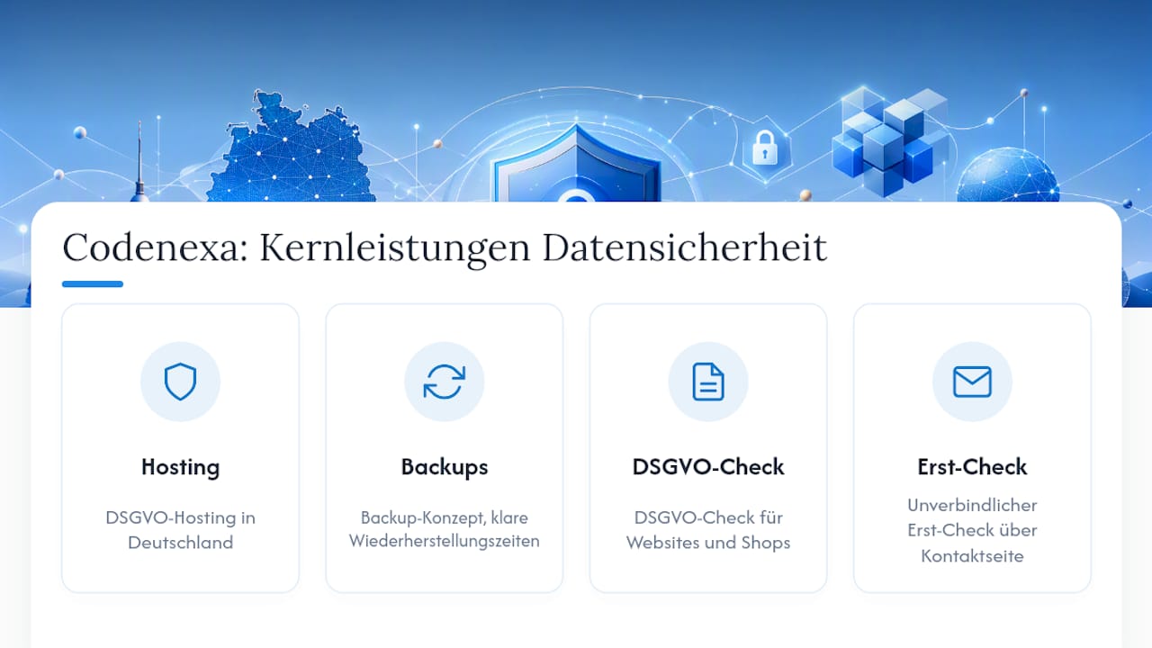 Wie Codenexa KMU bei sicherer Datenspeicherung unterstützt — overview diagram