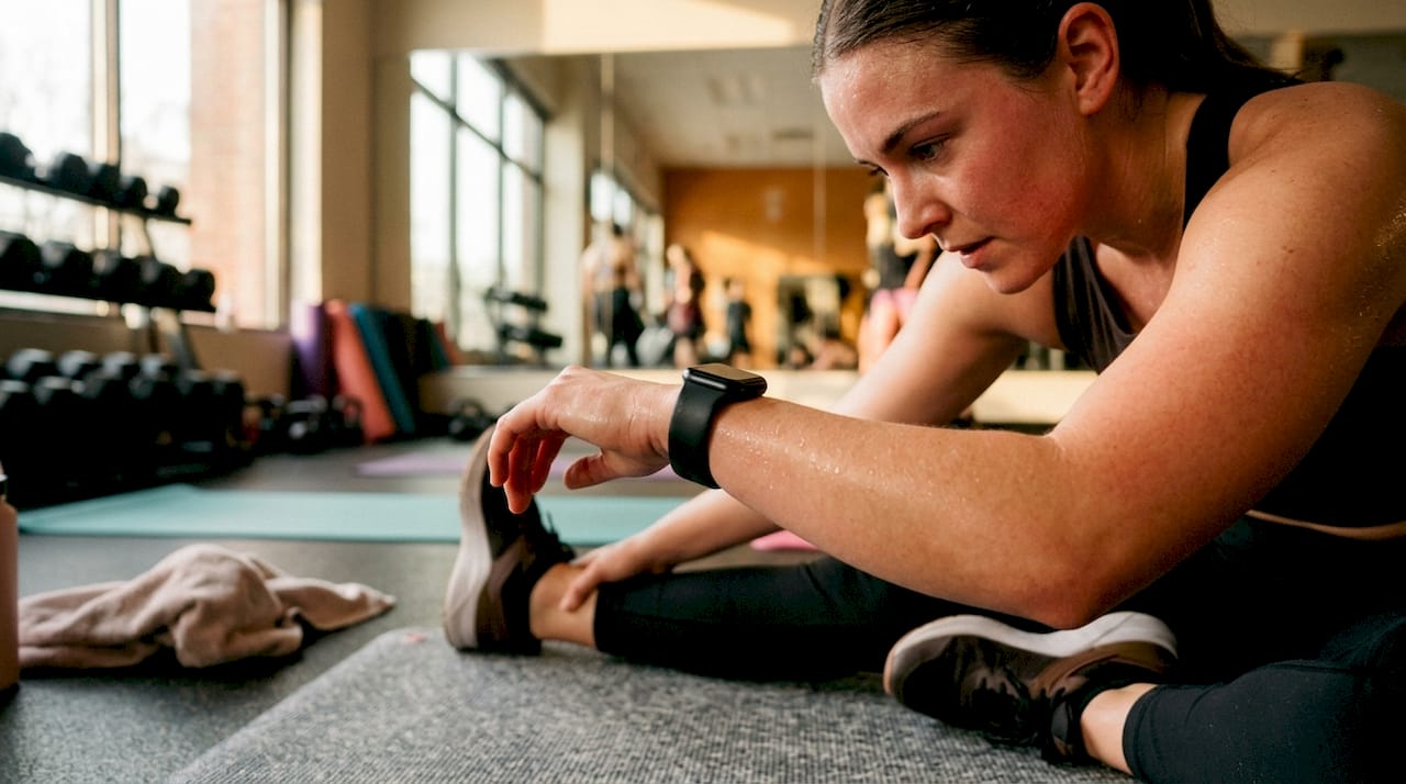 Jogger wearing Apple Watch sport band outdoors