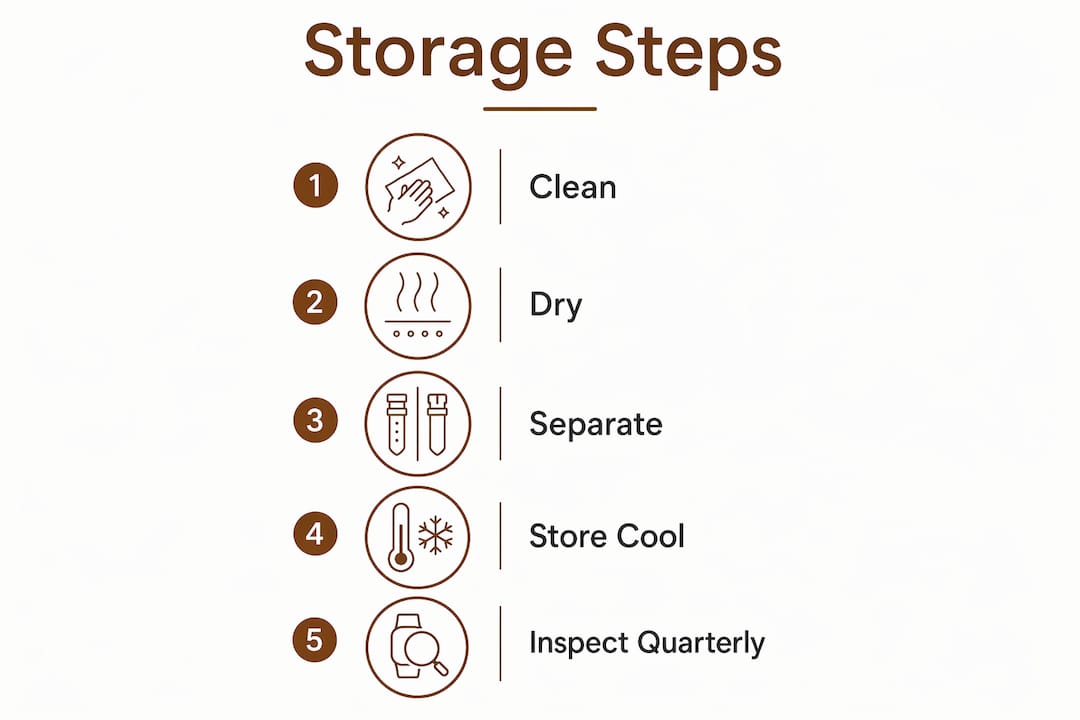 Infographic showing five steps for metal Watch band storage