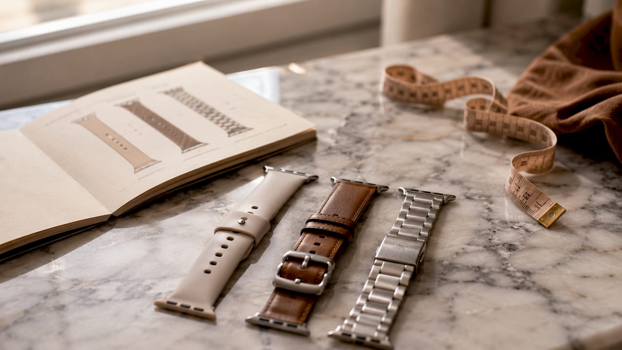 Close-up of Apple Watch bands showing size differences