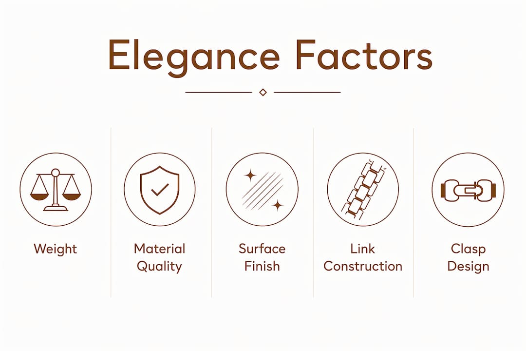 Infographic showing hierarchy of elegance factors for metal watch bands