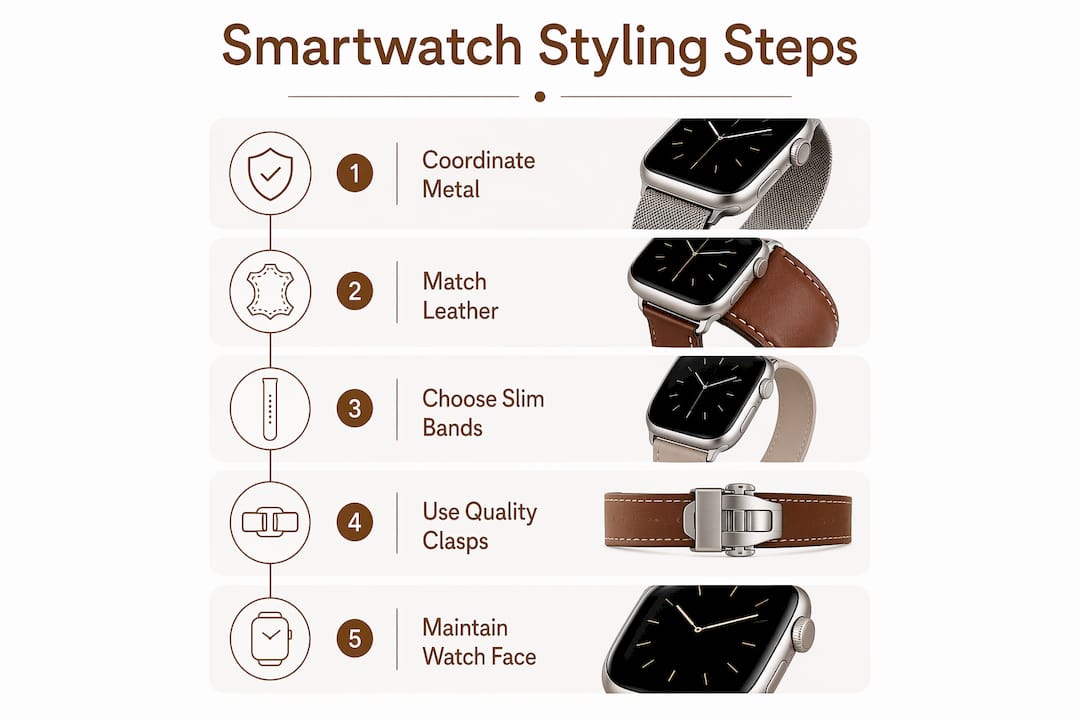 Infographic showing five key smartwatch styling steps