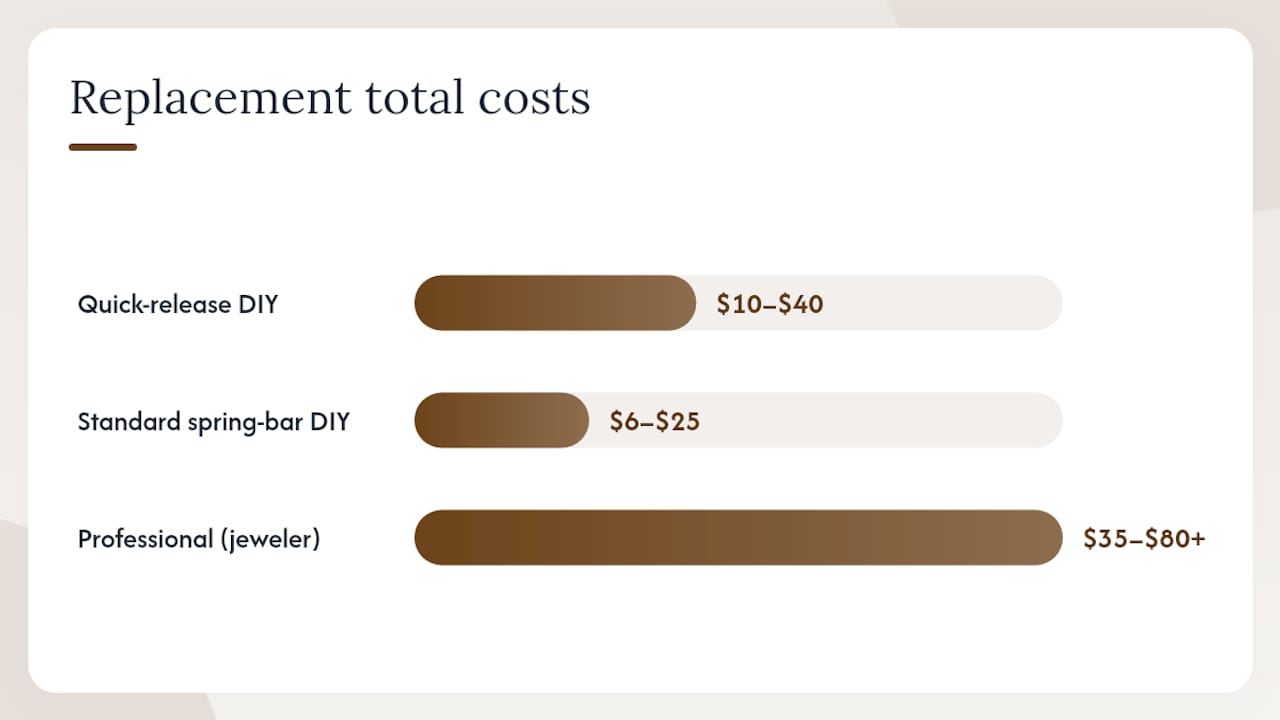 Cost and time comparison for watch strap replacement methods