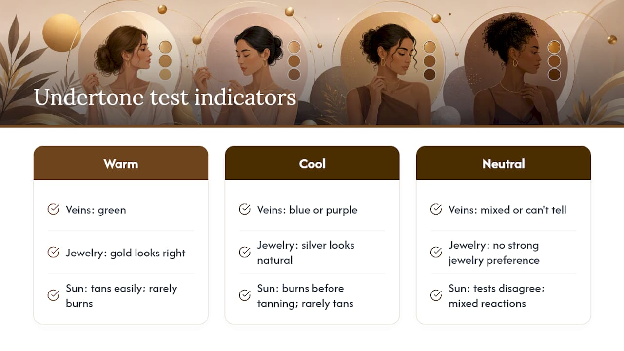 Diagram of skin undertone tests and results