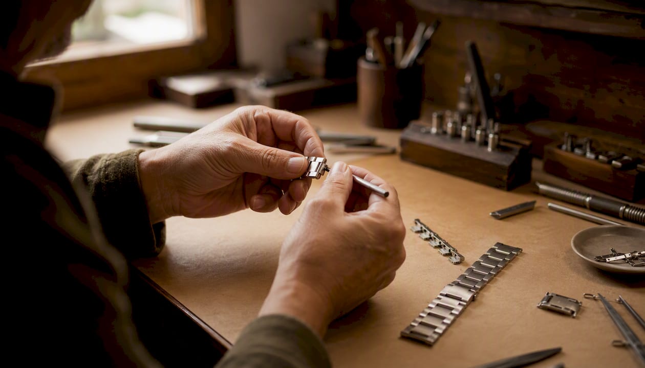 Hands assembling stainless steel watch band links