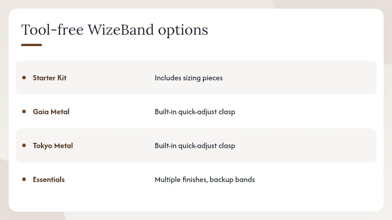 Which WizeBand Options Skip the Guesswork Entirely? — overview diagram